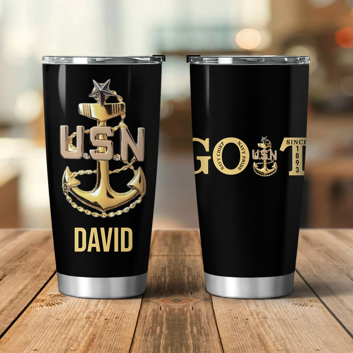 Custom Name US Senior Chief GOAT Tumbler 20oz