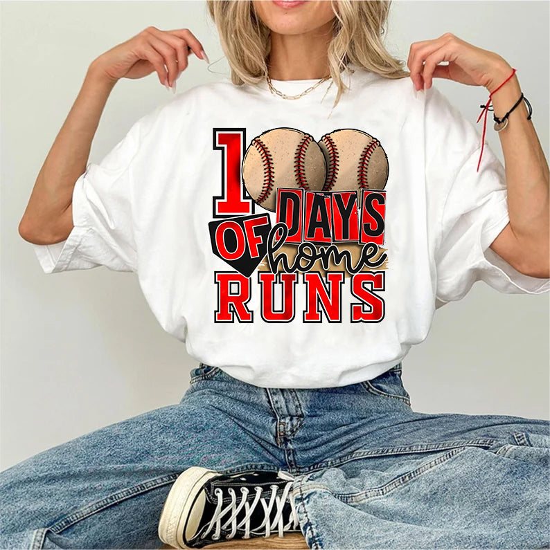 100 Days of Homeruns School Baseball Classic Unisex T-Shirt Gildan 5000 (Made In US)