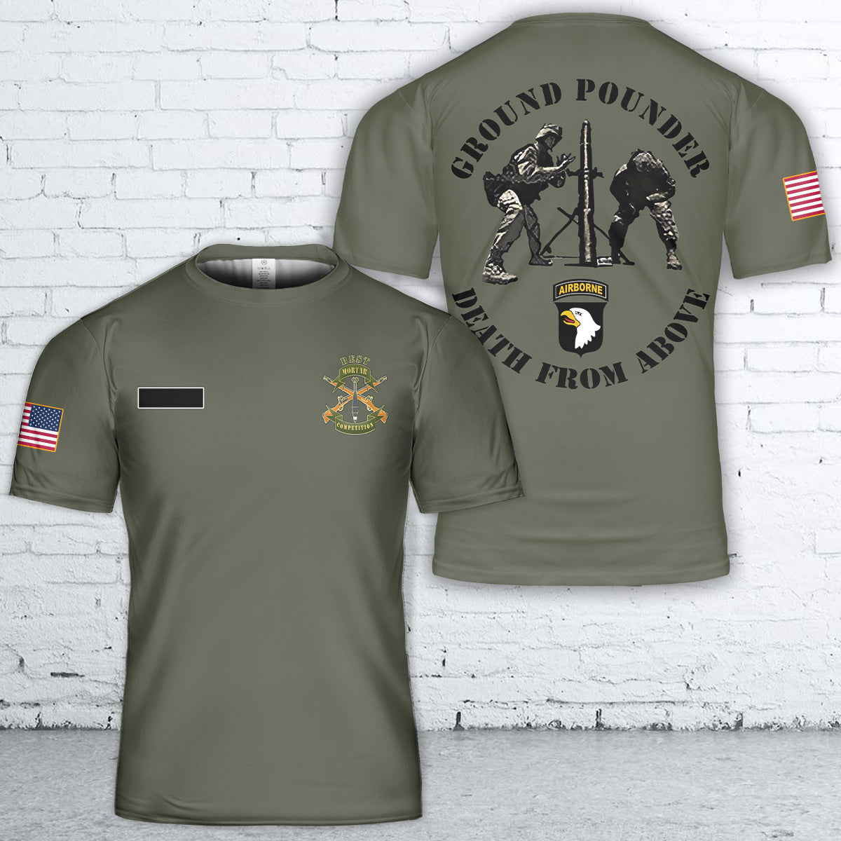 Custom Name US Army 101st Airborne Division, Best Mortar Competition T-Shirt 3D