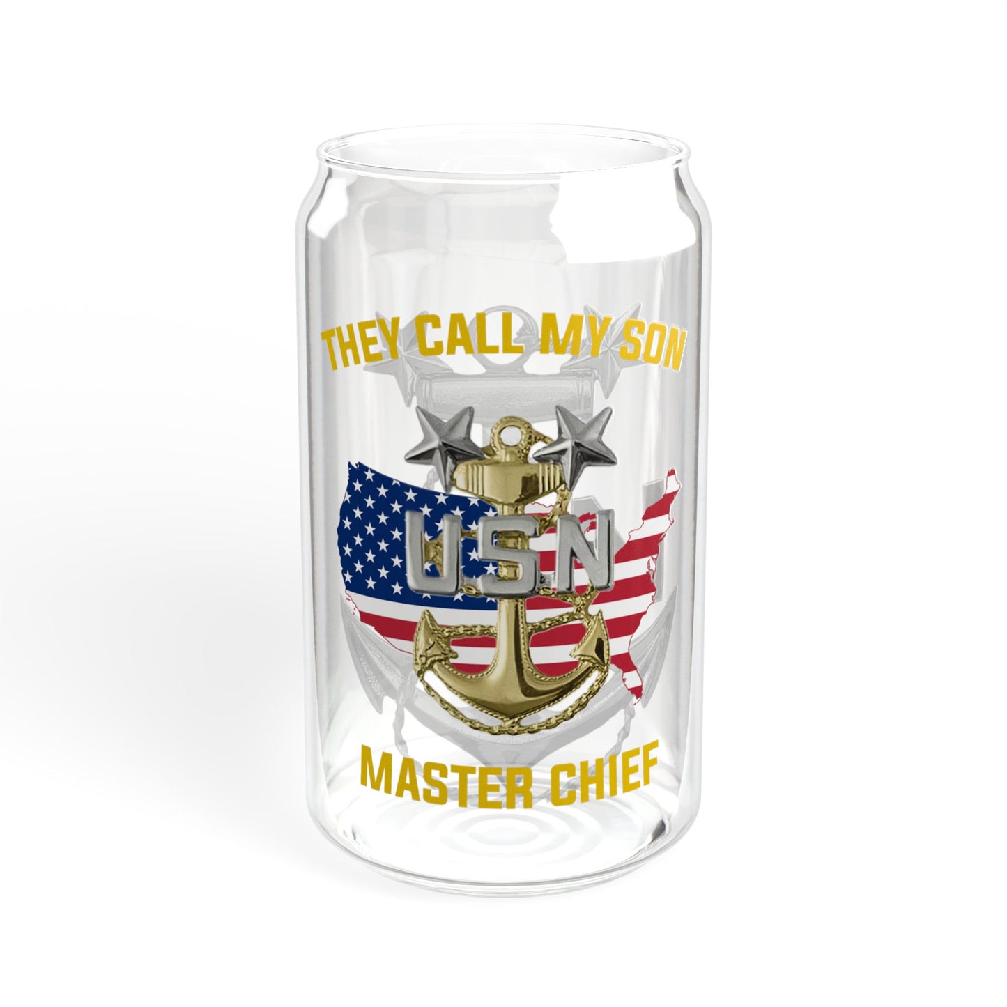 Proud Navy Dad US Navy Master Chief Sipper Glass 16oz (Made in US)