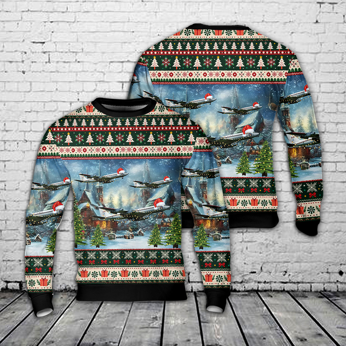13705 Boeing CC-137 (707-347C) Royal Canadian Air Force Christmas AOP Sweater