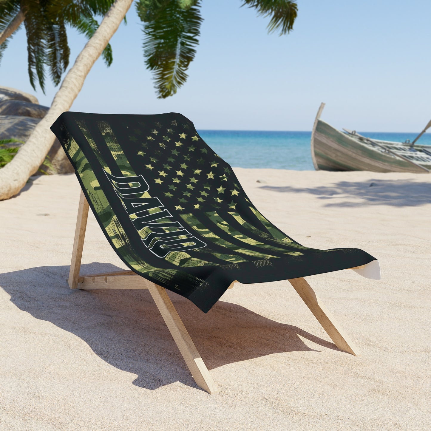 Custom Name Veteran Army Beach Towel