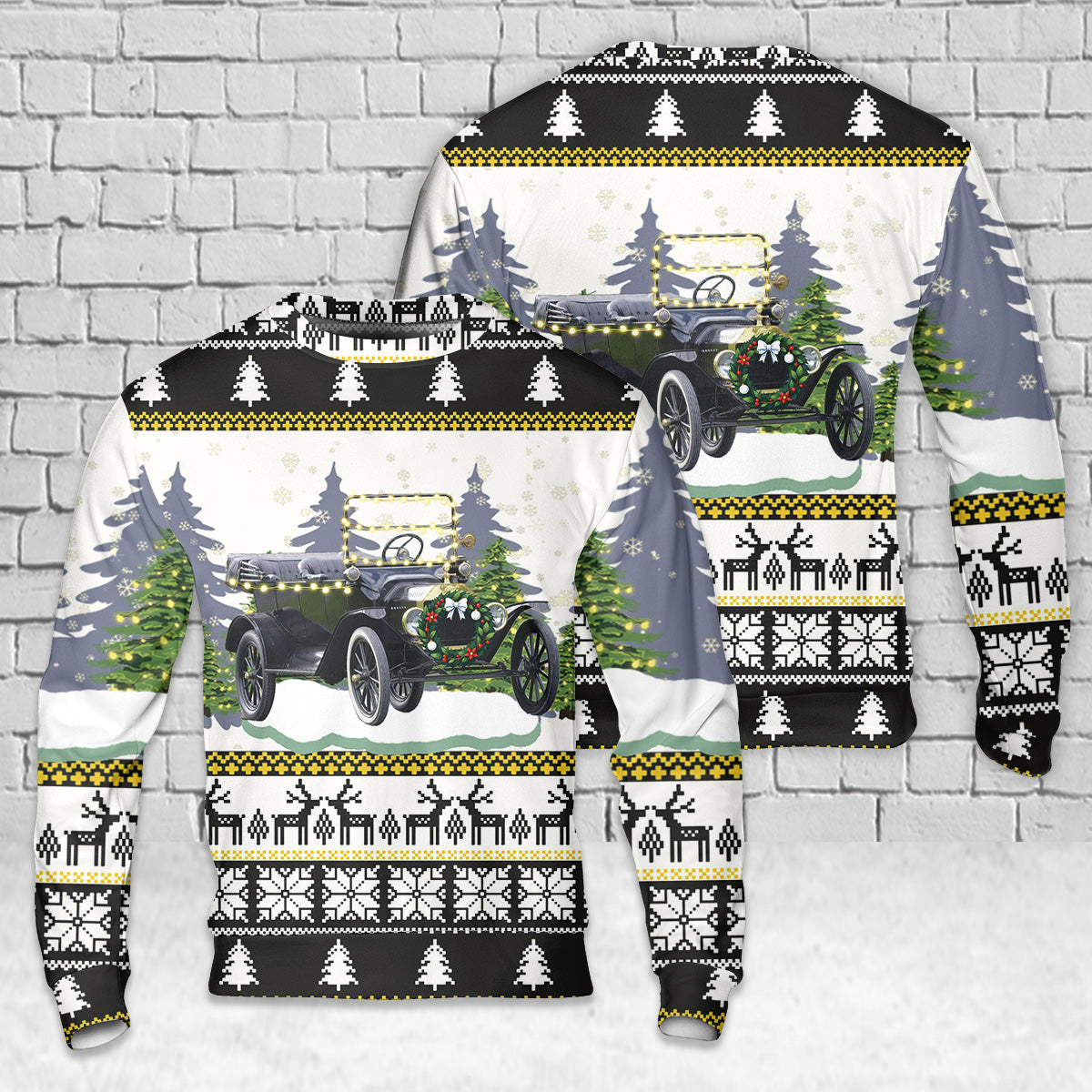 1915 Ford Model T Touring Christmas AOP Sweater