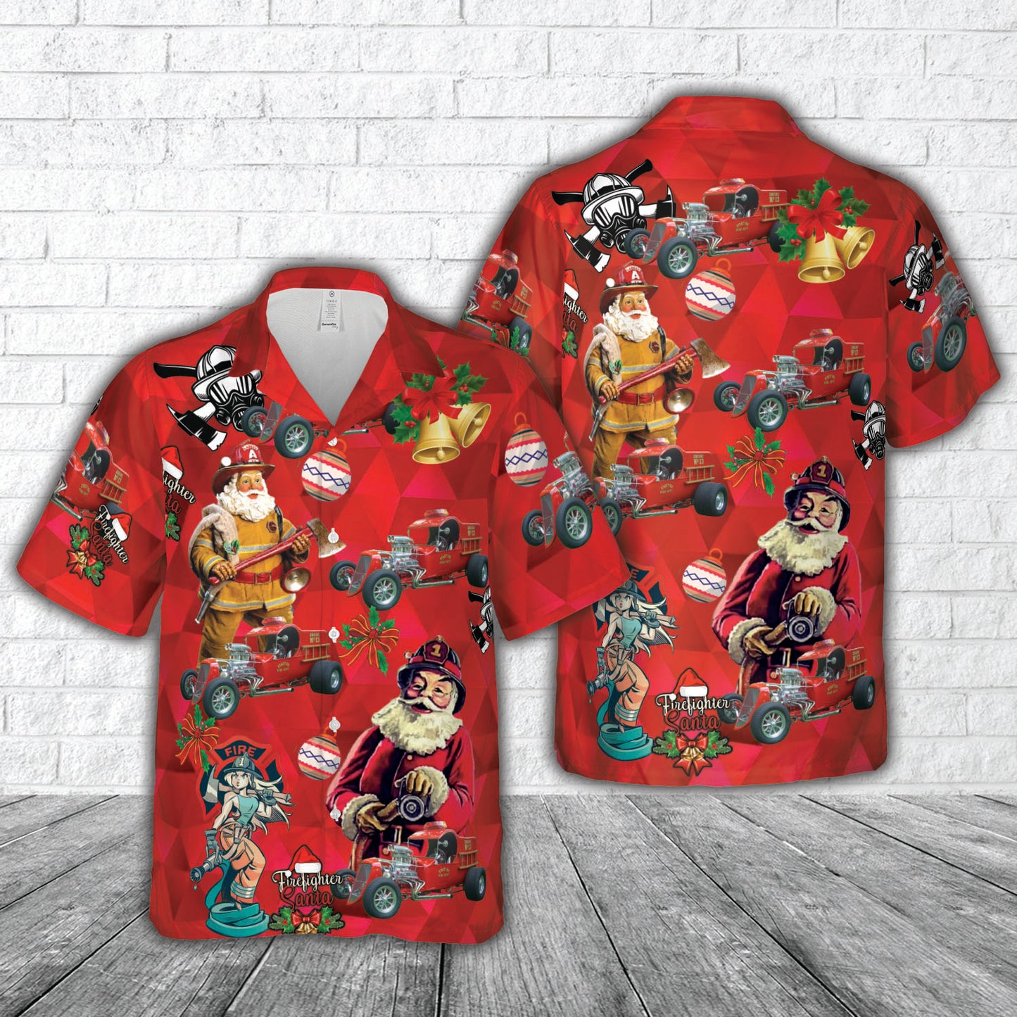 1923 Ford C-Cab Engine No. 13 Fire Truck Christmas Hawaiian Shirt