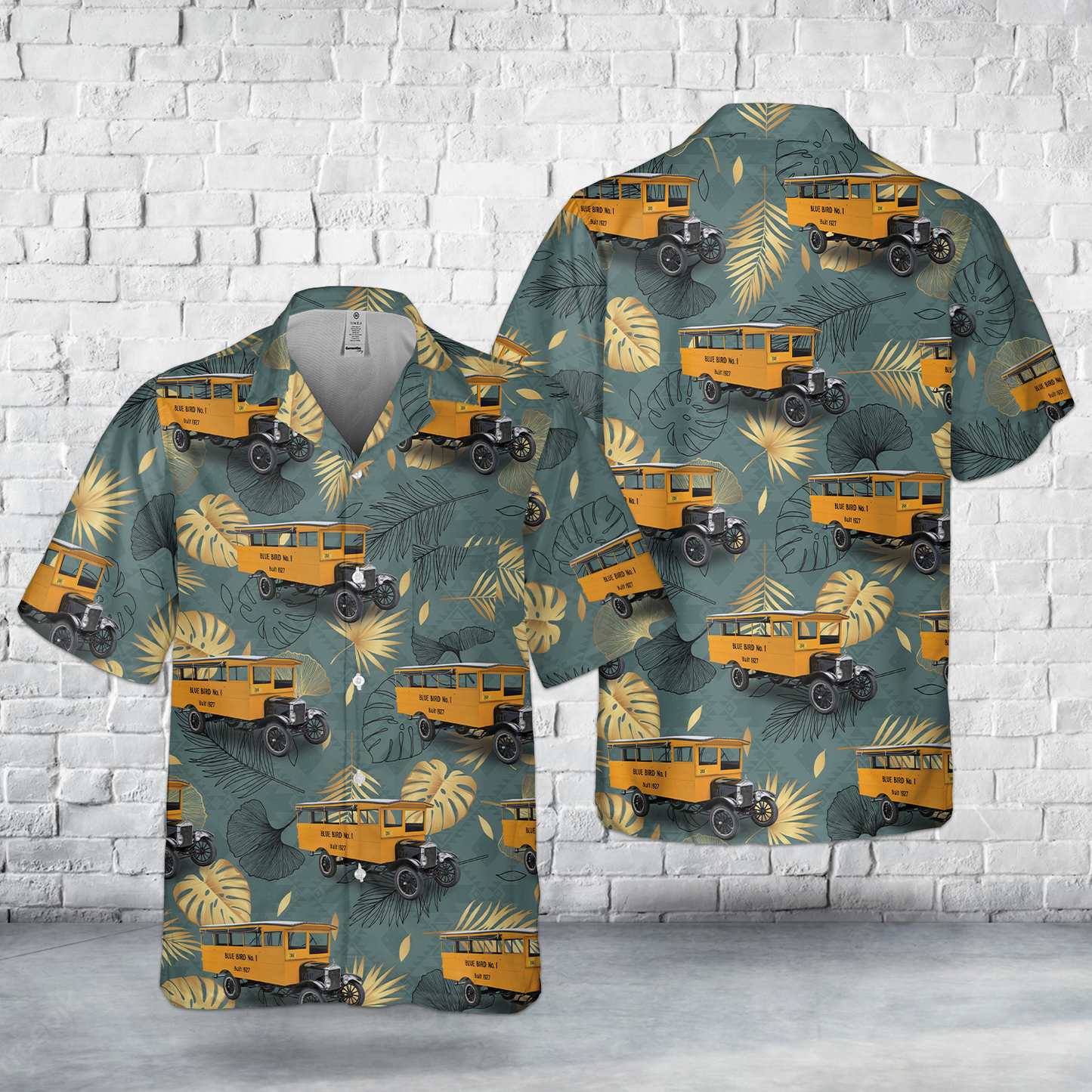 1927 "Blue Bird No. 1" School Bus Pocket Hawaiian Shirt