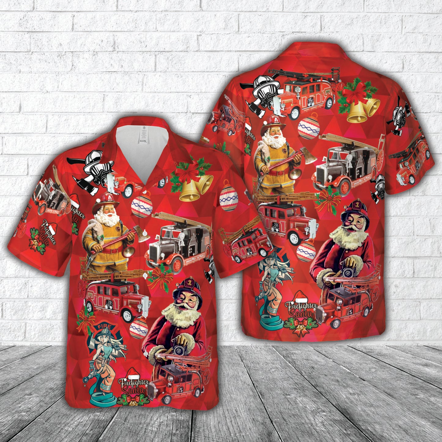 1936 leyland Fire Truck Engine Christmas Hawaiian Shirt