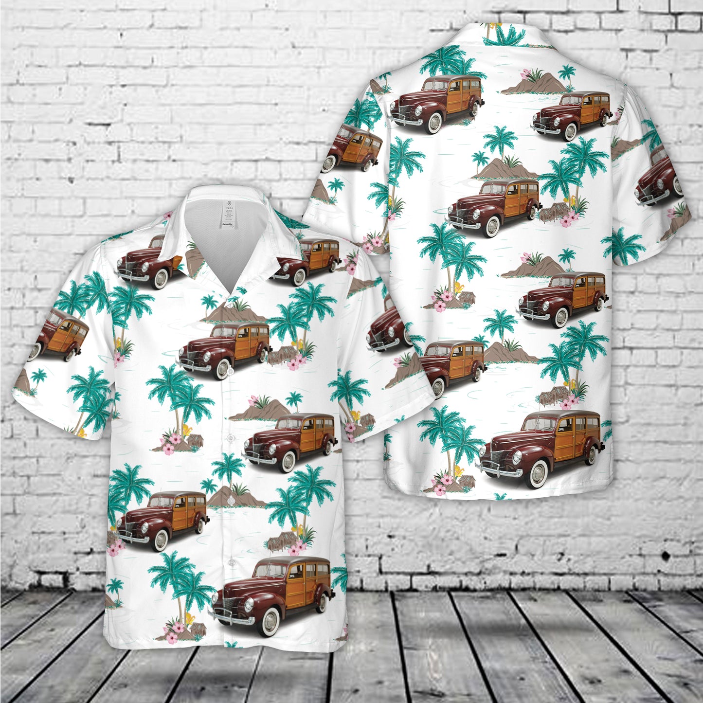 1940 Ford Deluxe Station Wagon Hawaiian Shirt