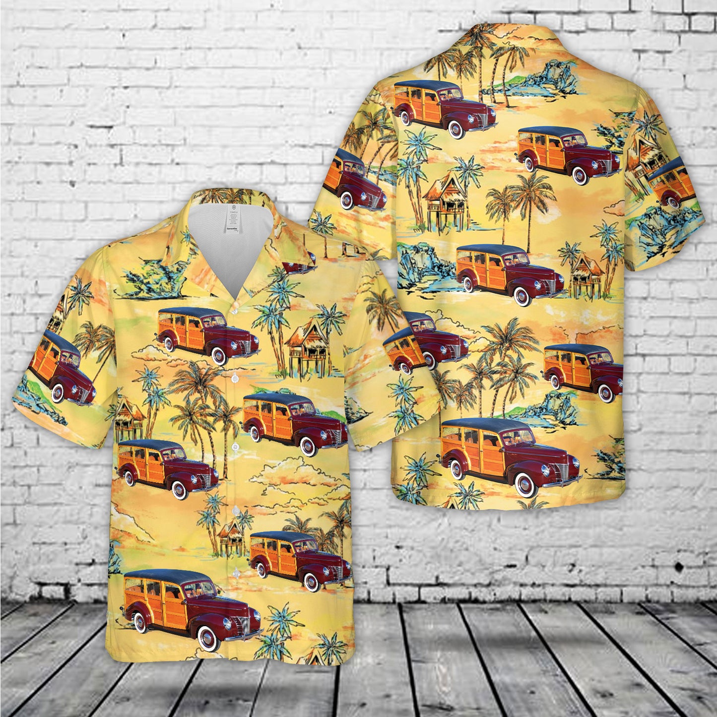 1940 Ford Deluxe Woodie Station Wagon Hawaiian Shirt