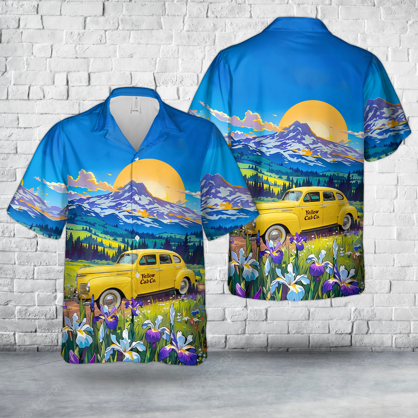 1940s Plymouth Yellow Cab Hawaiian Shirt