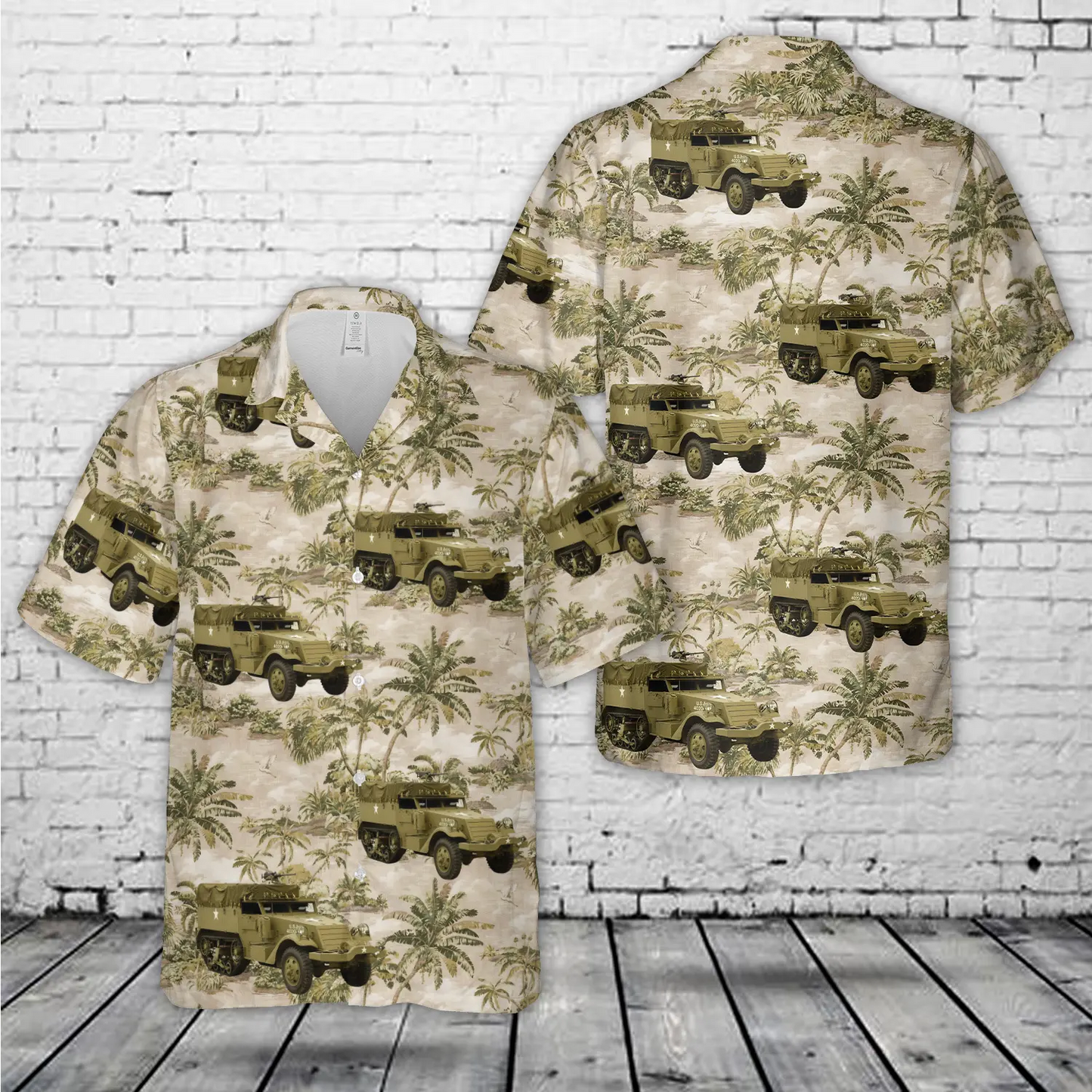 1941 White M2A1 Half Track Hawaiian Shirt