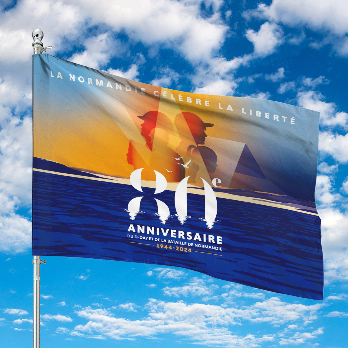 1944 - 2024 80th Anniversary of D-Day and the Battle of Normandy Flag