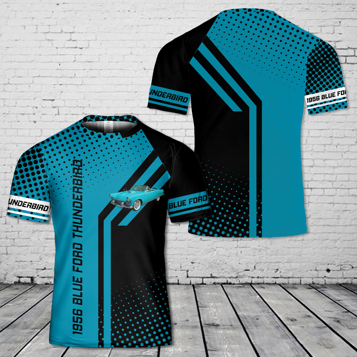 1956 Blue Ford Thunderbird 3D T-Shirt