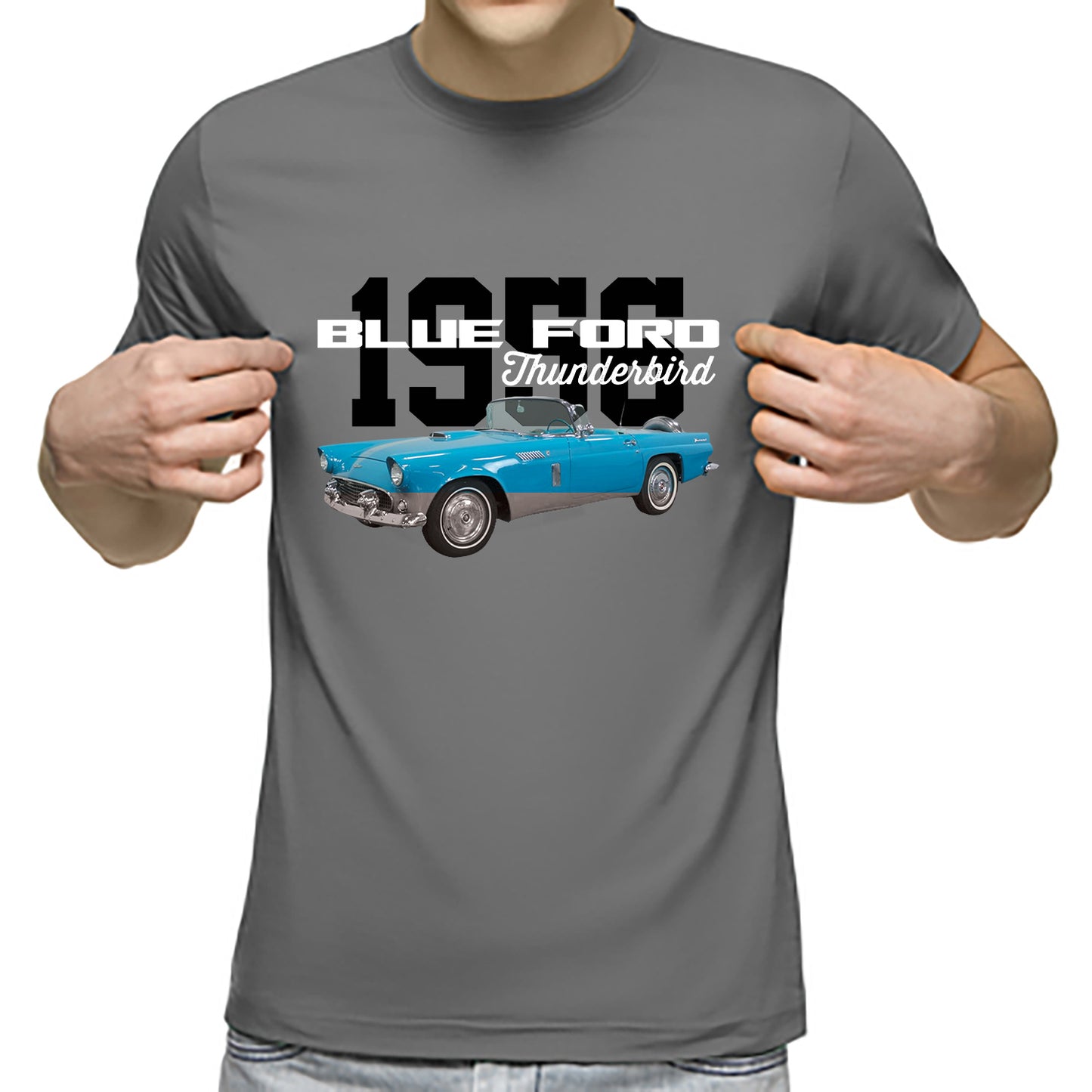 1956 Blue Ford Thunderbird Classic Unisex T-Shirt Gildan 5000 (Made In US) NLMP1504PT03