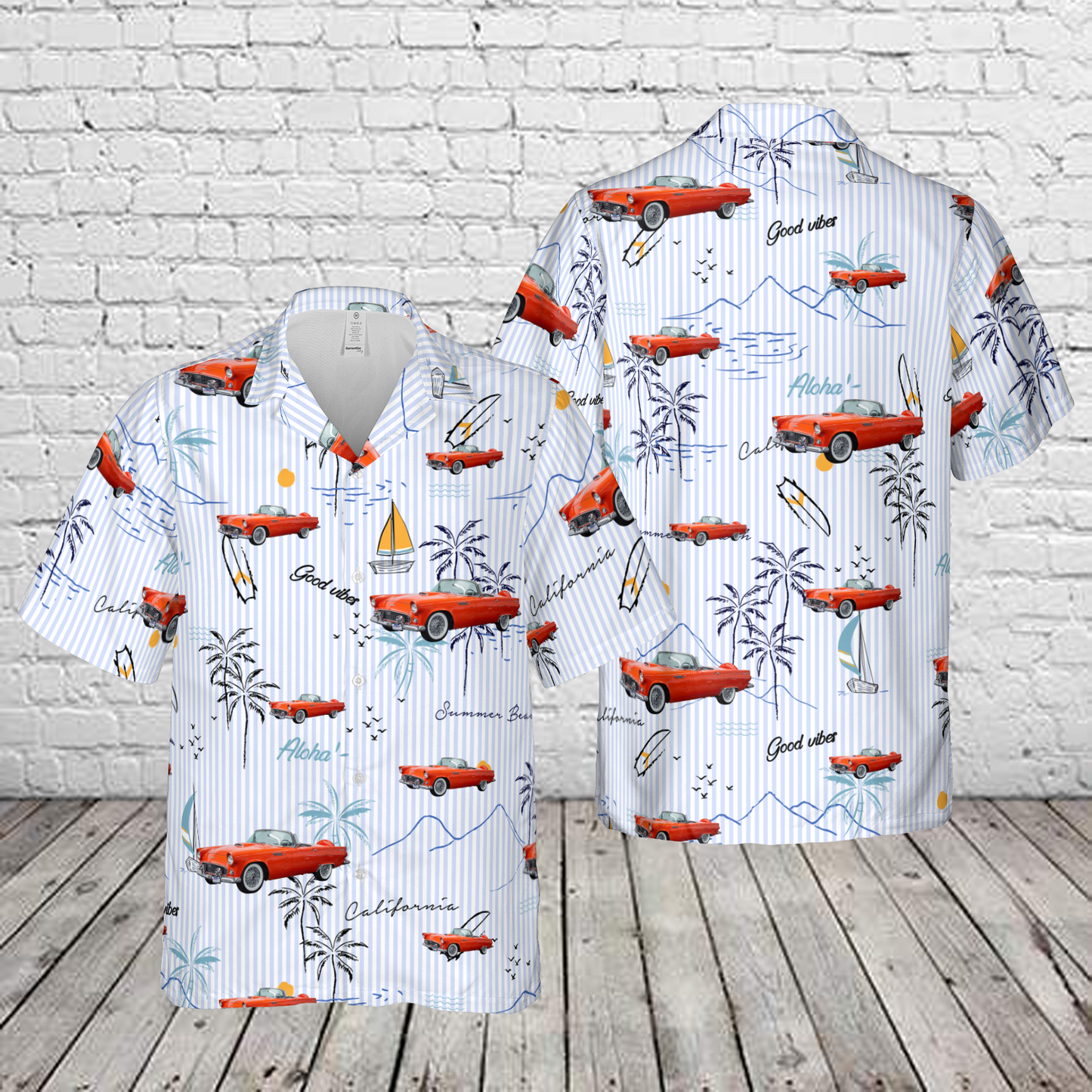 1956 Ford Thunderbird Fiesta Red Hawaiian Shirt