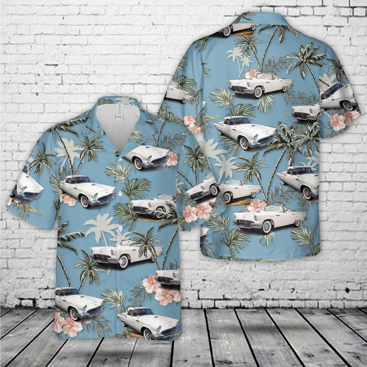 1957 White Ford Thunderbird Hawaiian Shirt – Merch Gears