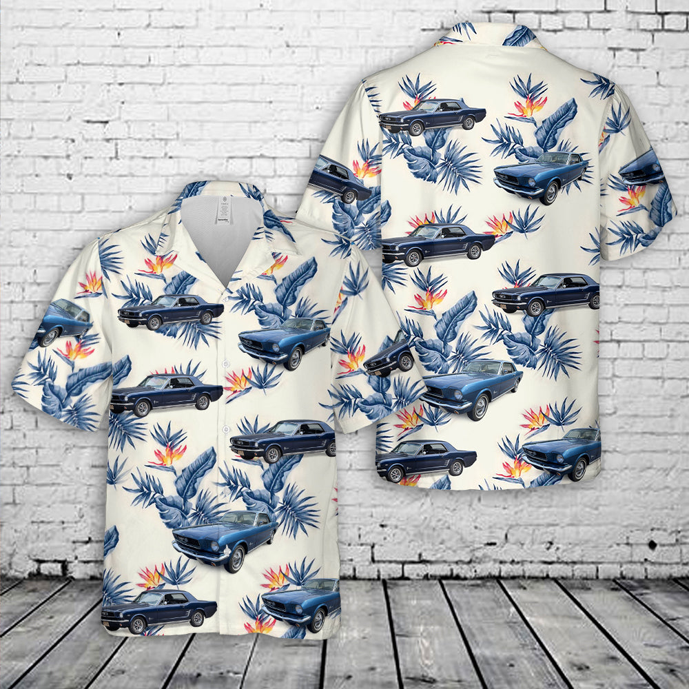 1966 Navy Blue Mustang Coupe Hawaiian Shirt
