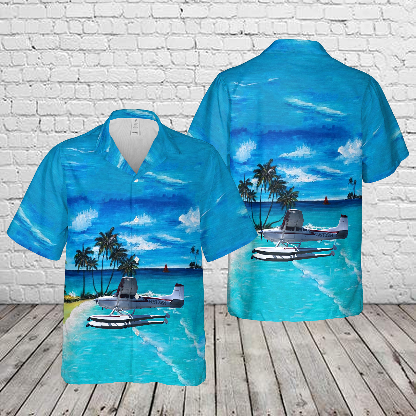 1973 Cessna Skywagon 185F N573BV float plane Hawaiian Shirt