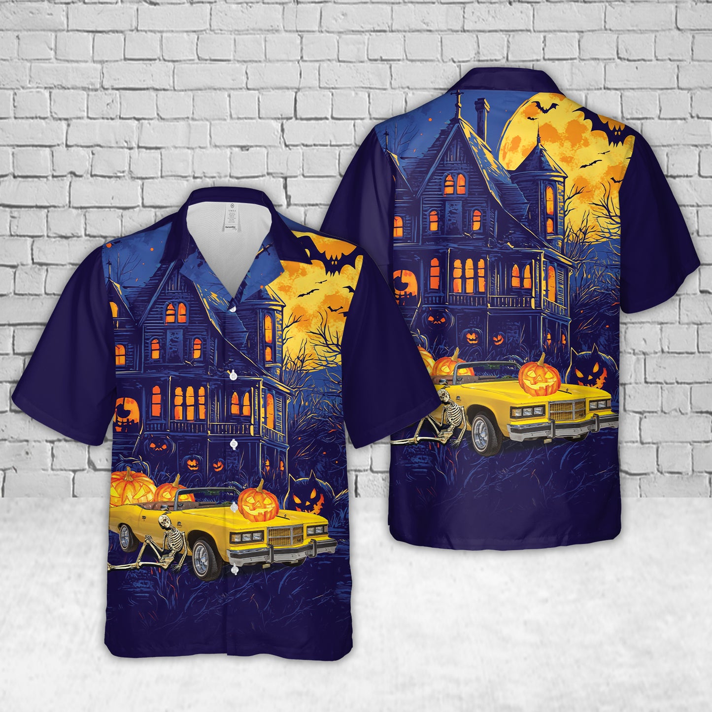 1975 Pontiac Grand Ville Brougham Convertible Halloween Hawaiian Shirt