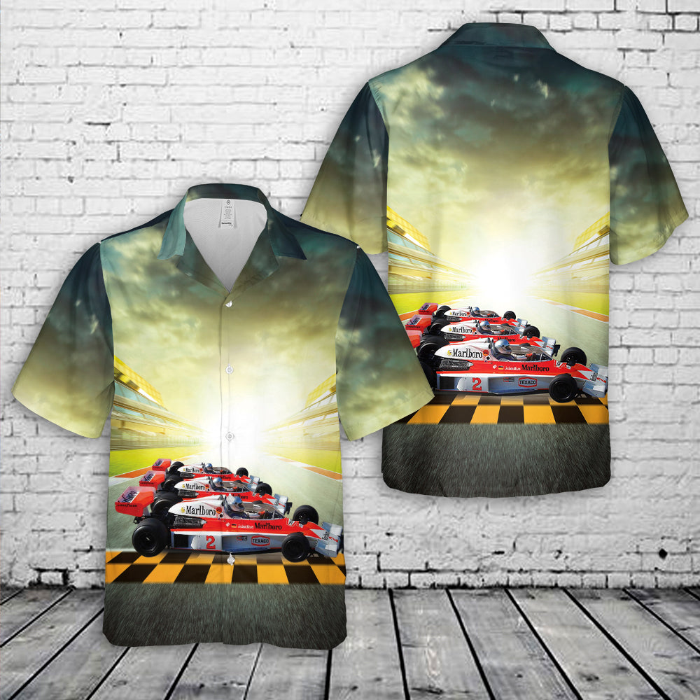 1977 McLaren M23 F1 by Tad Gage Hawaiian Shirt