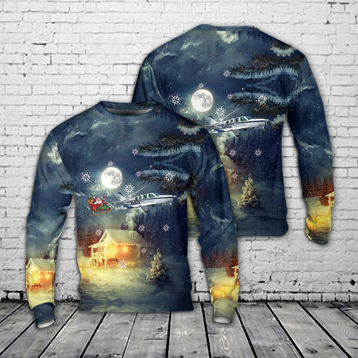 1998 Beechcraft Bonanza A36 Aircraft Christmas AOP Sweater