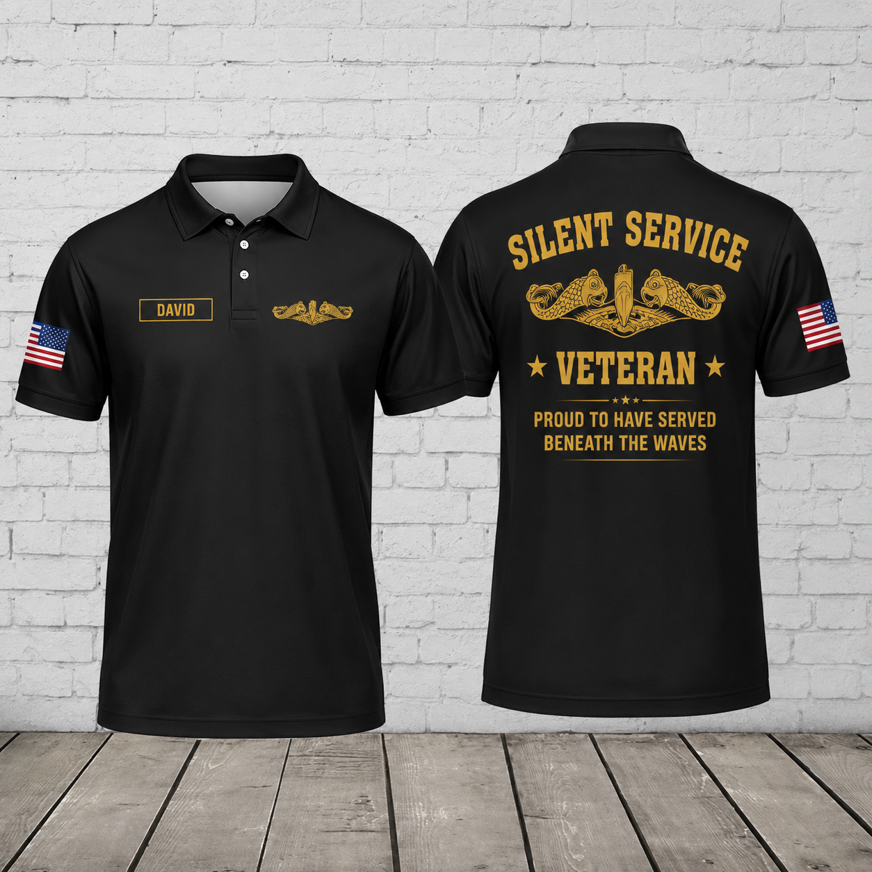 Custom Silent Service Veteran Polo Shirt - U.S. Submarine Force Golf Polo
