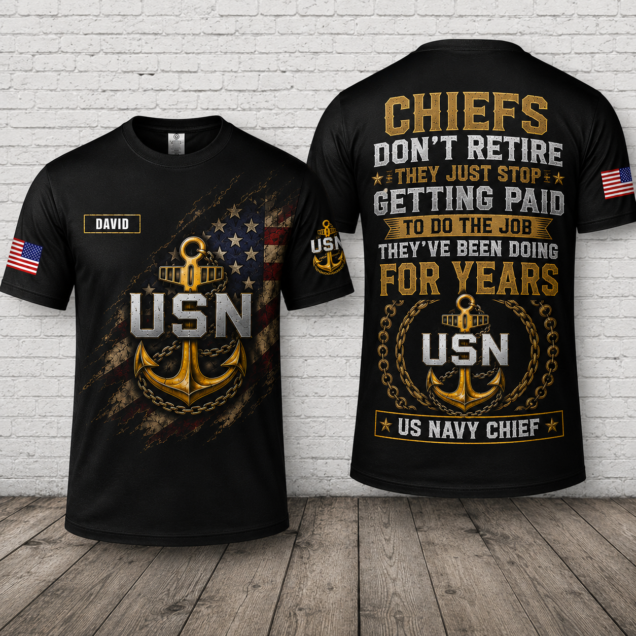 Chiefs Don't Retire US Navy Chief Veteran Custom Name 3D T-Shirt