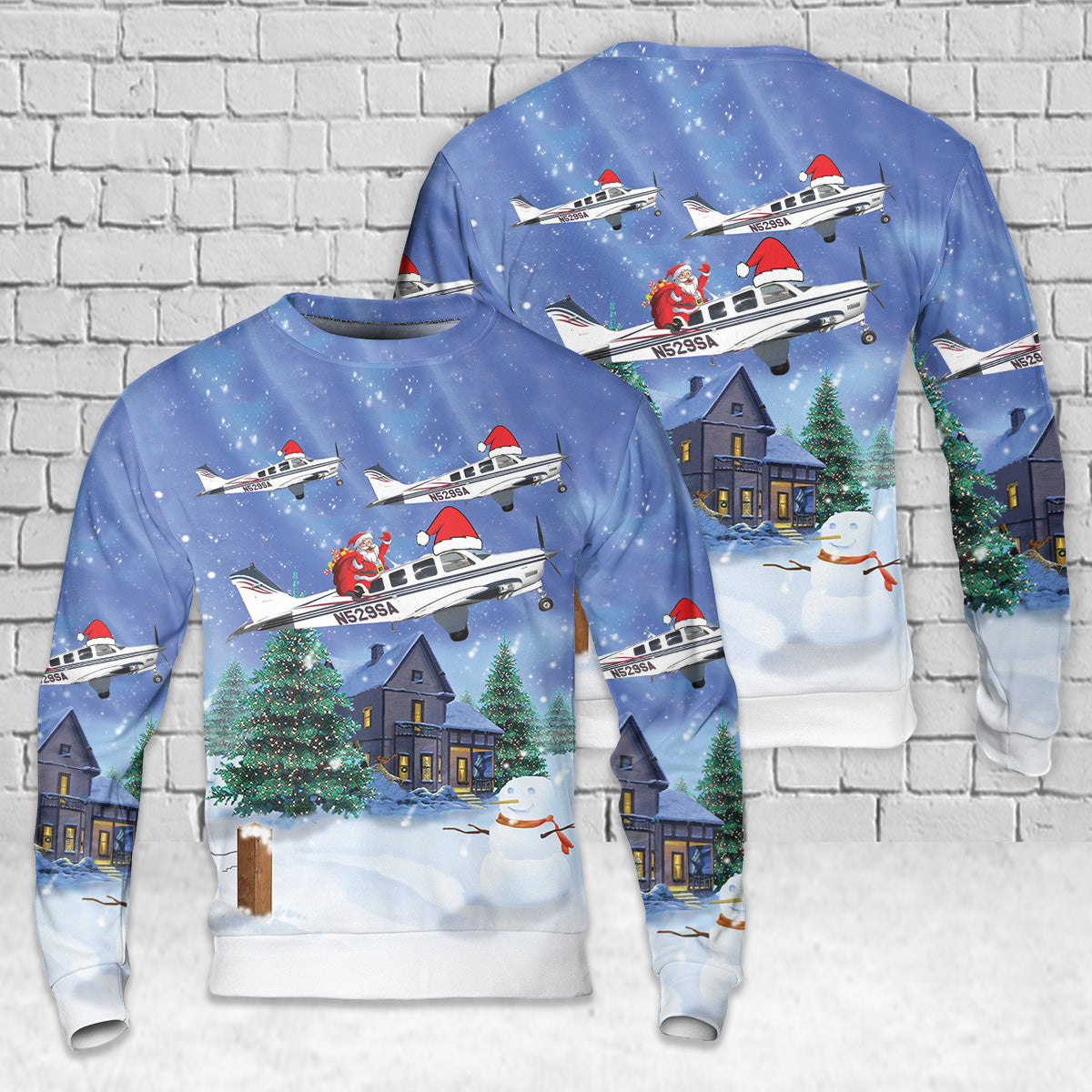 2002 Beechcraft Bonanza A36 Aircraft Christmas AOP Sweater