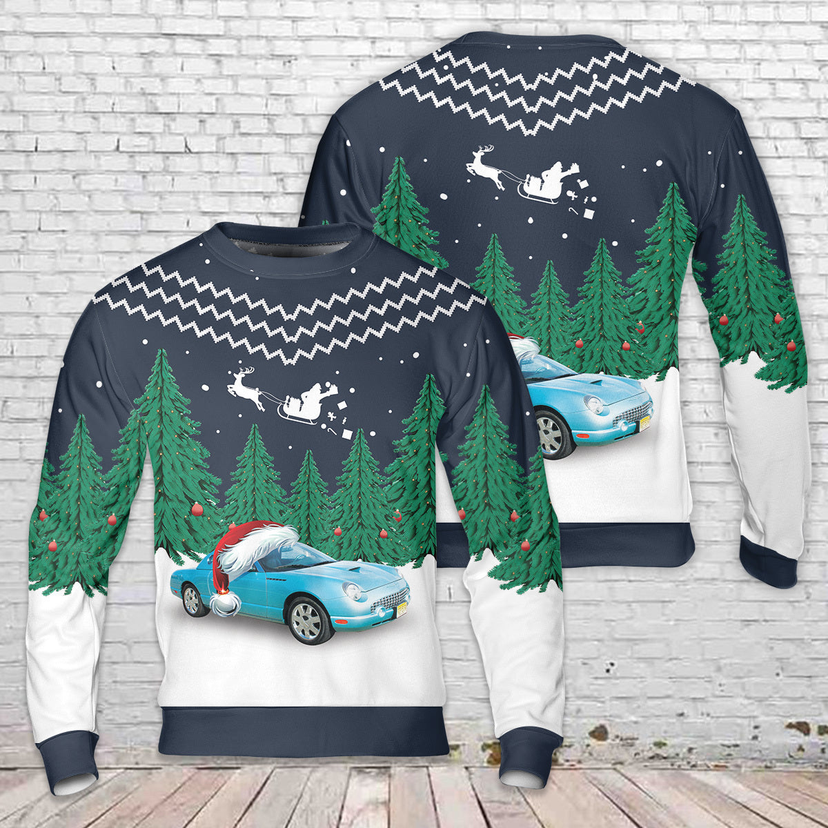 2002 Ford Thunderbird Convertible AOP Christmas Sweater