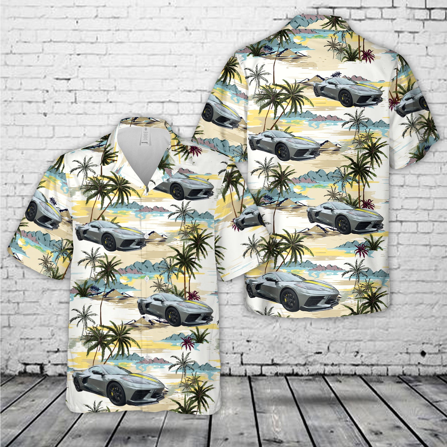 2022 Hypersonic Gray Metallic Corvette C8.R Coupe Hawaiian Shirt