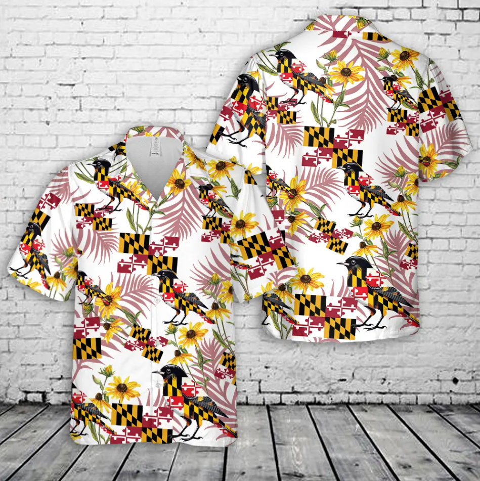 Maryland Flag Oriole Bird Hawaiian Shirt