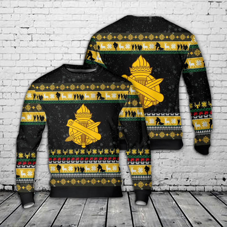 US Army Civil Affairs Branch Insignia Christmas AOP Sweater