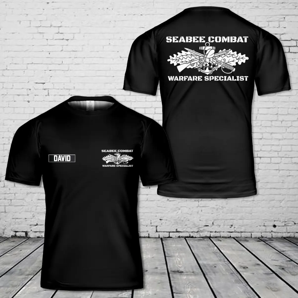 Custom Name SEABEE COMBAT Warfare Specialist 3D T-Shirt