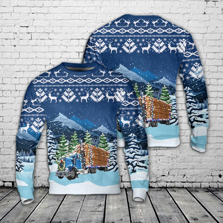 Logging Truck Christmas AOP Sweater