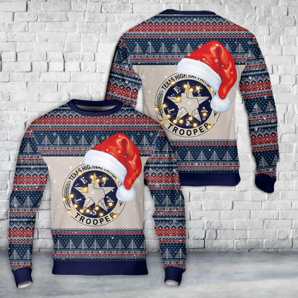 Texas Highway Patrol Badge Christmas AOP Sweater