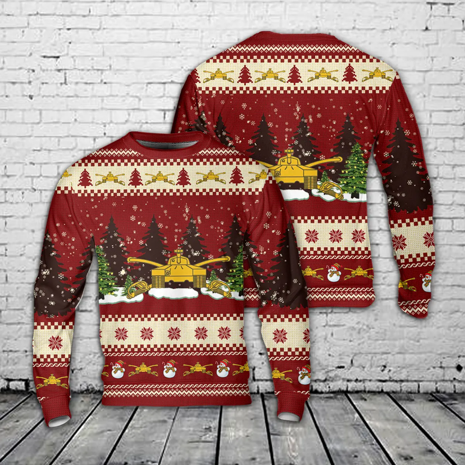 US Army Armor Branch Insignia Christmas AOP Sweater