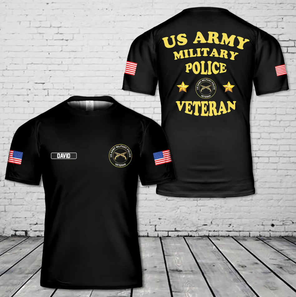 Custom name US Army Military Police Veteran 3D T-Shirt