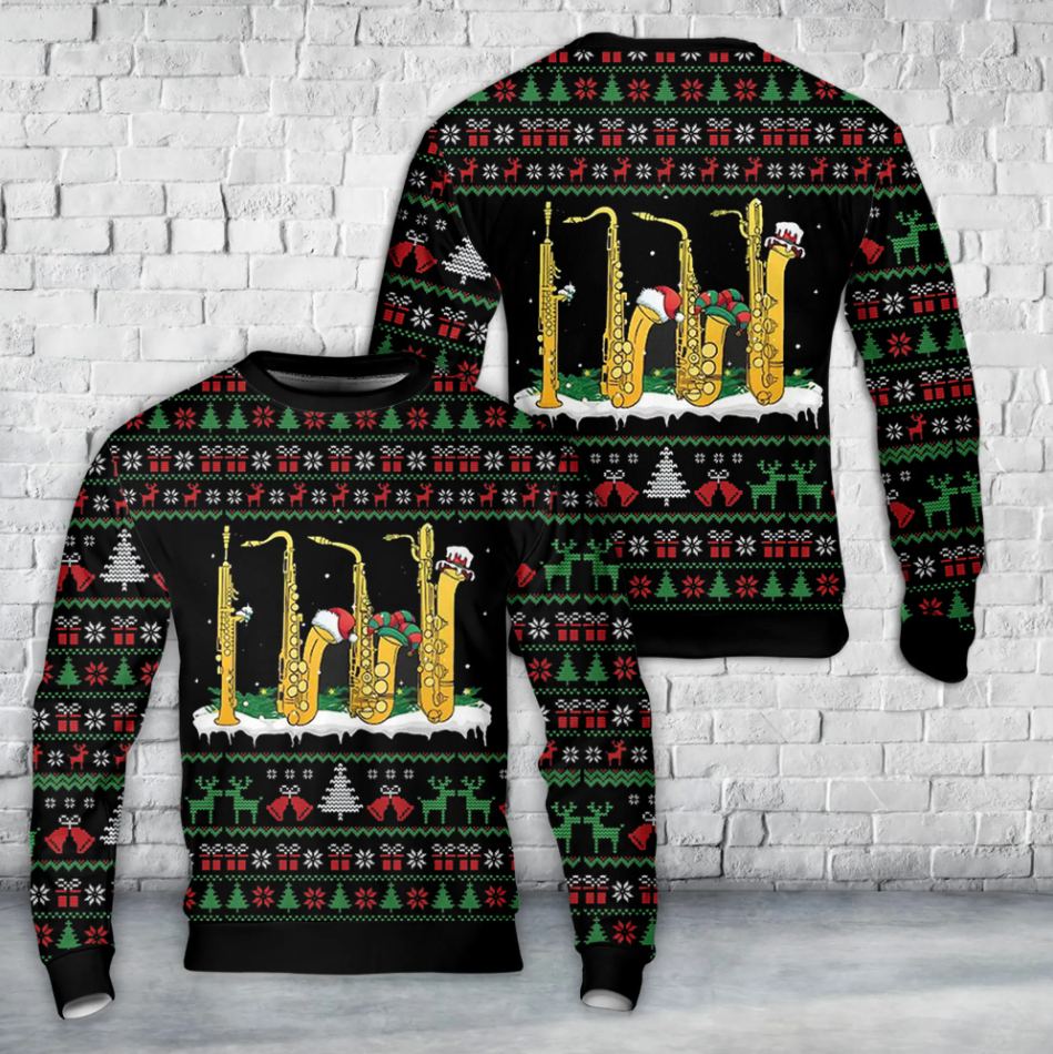 Christmas Saxophone AOP Sweater