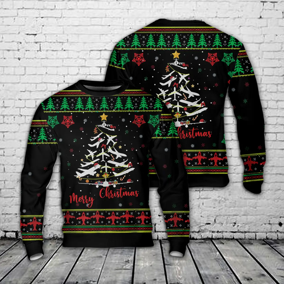 Airplane Christmas Tree Sweater