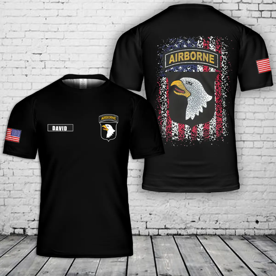 Custom Name US Army 101st Airborne Division 3D T-Shirt