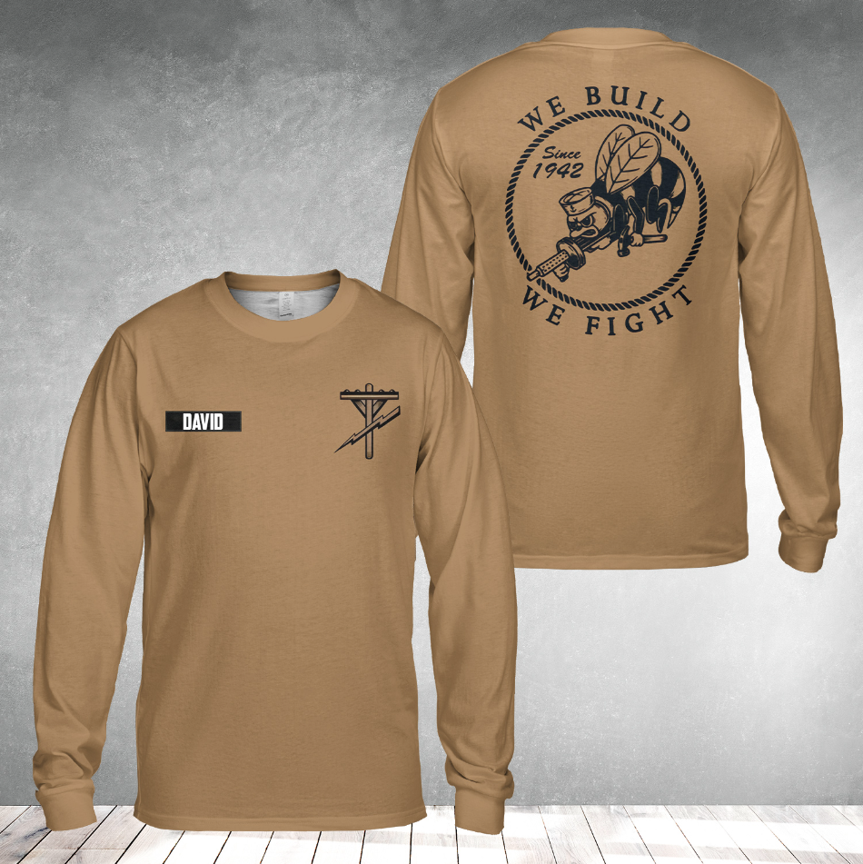 Custom Name US Navy Seabee Construction Electrician 1942 Long Sleeve Shirt