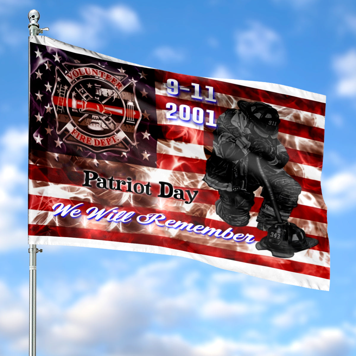 343 Firefighter Memorial 9-11 Never Forget House Flag