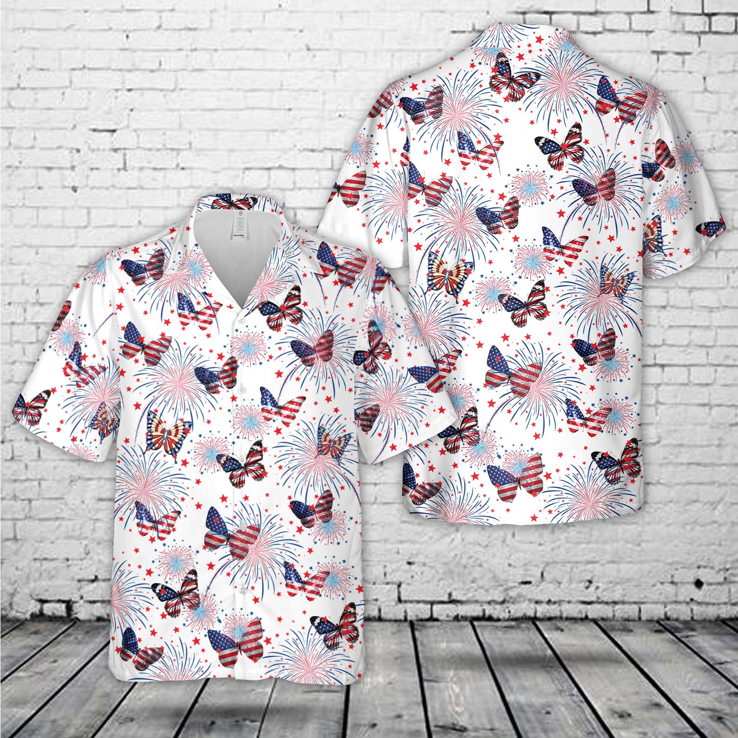4th of July Butterflies Seamless Hawaiian Shirt