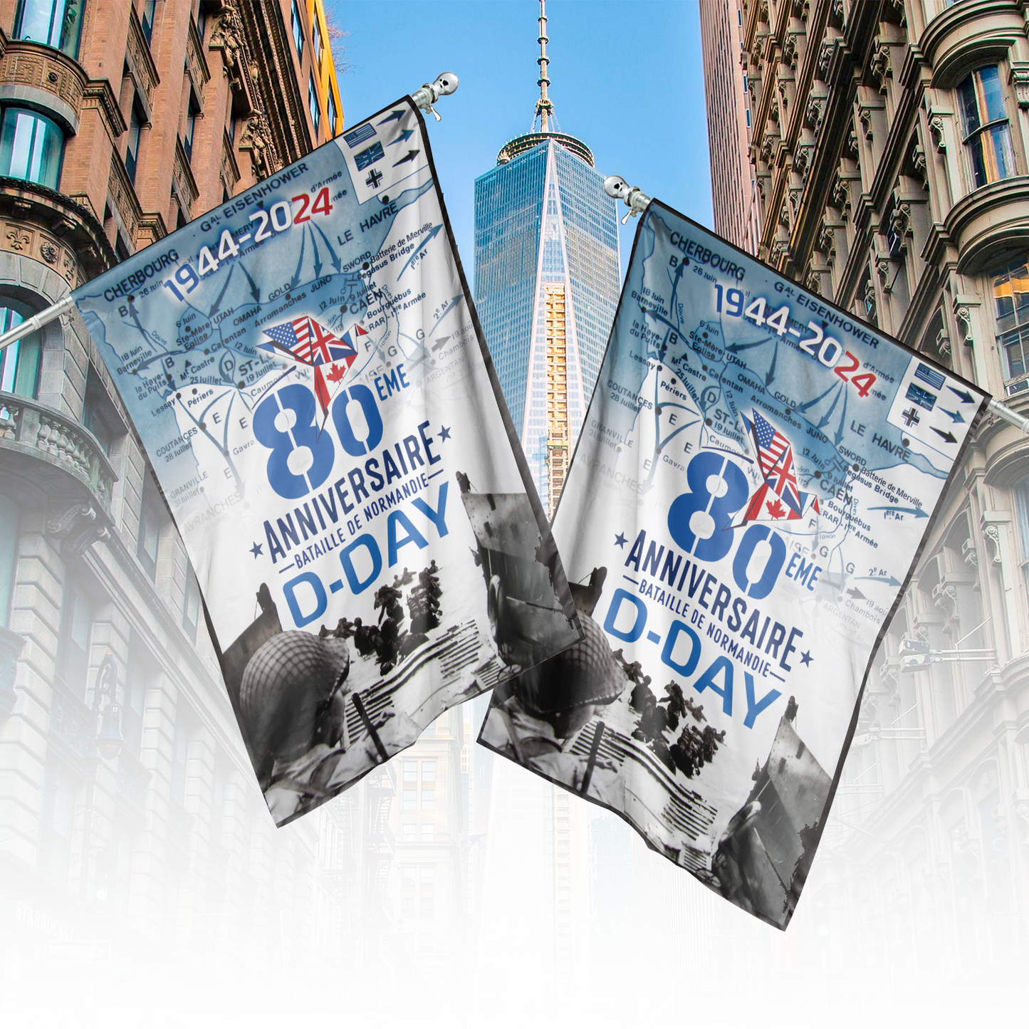 80th anniversary of D-Day Vertical House Flag