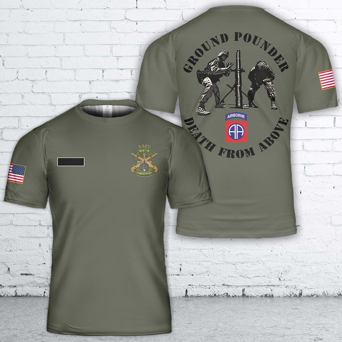 Custom Name US Army 82nd Airborne Division, Best Mortar Competition T-Shirt 3D