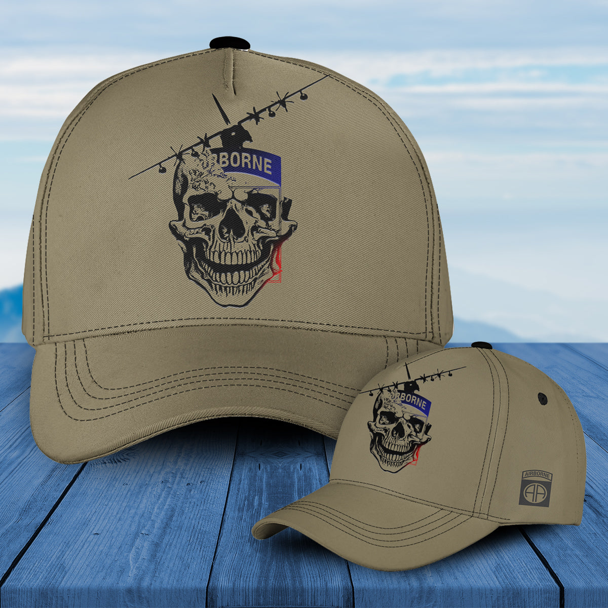 82nd Airborne Skull and Plane Baseball Cap