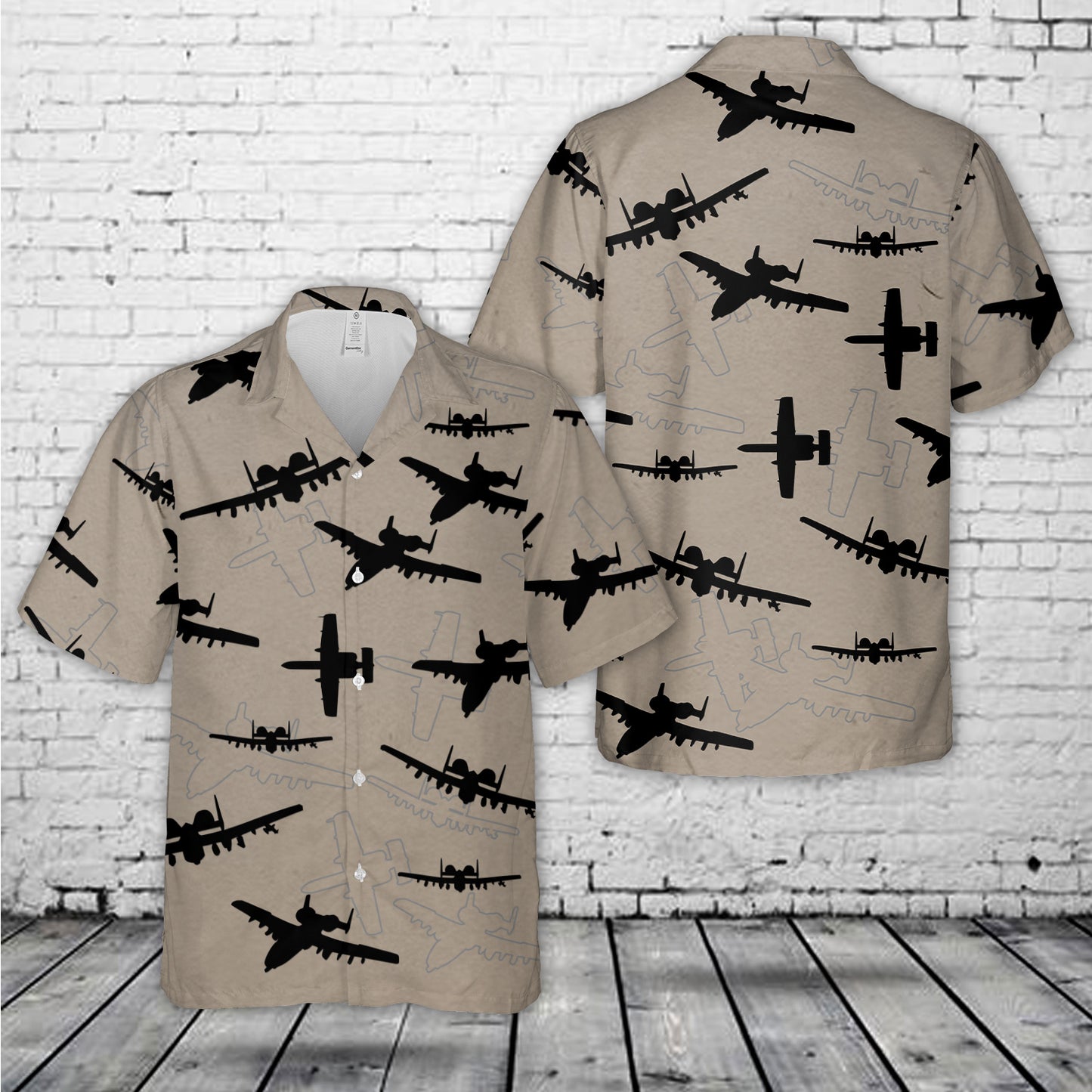 A-10 'Warthog' Thunderbolt Aircraft Silhouette Hawaiian Shirt