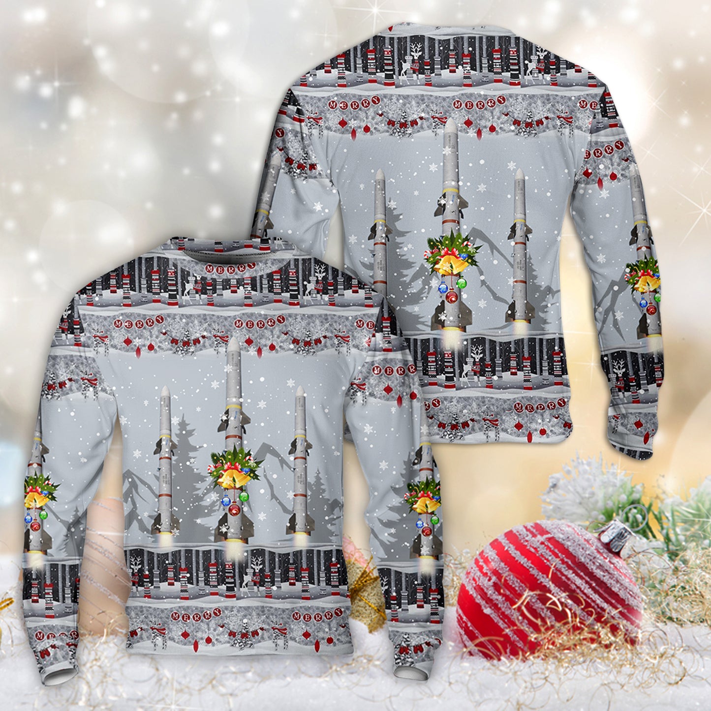 AIM-120 AMRAAM air to air missile Christmas AOP Sweater