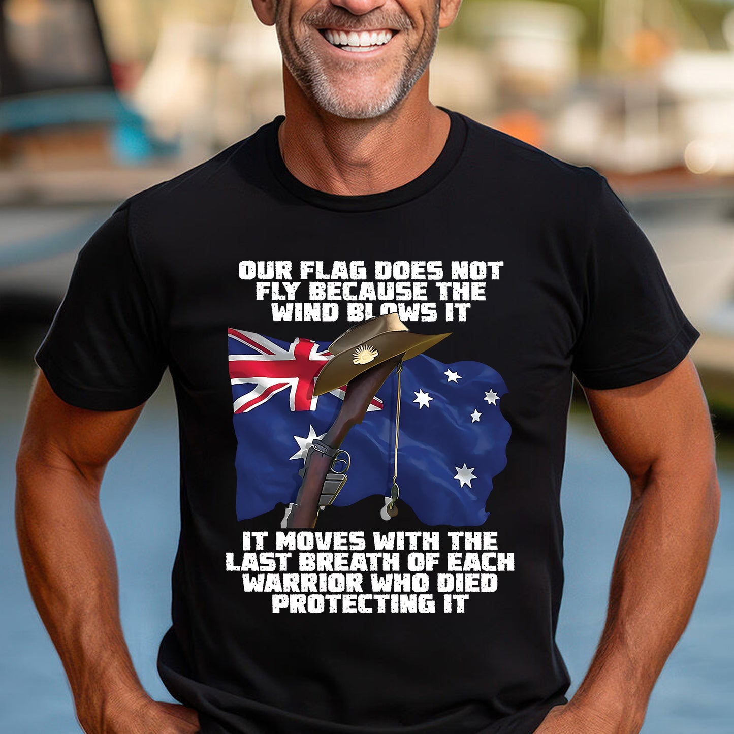 ANZAC Lest We Forget Australian Flag Tribute Classic Unisex T-Shirt Gildan 5000 (Made In US)