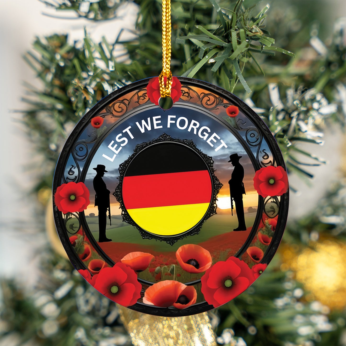 Aboriginal Flag Anzac Day Australian Lest We Forget Ceramic Ornament