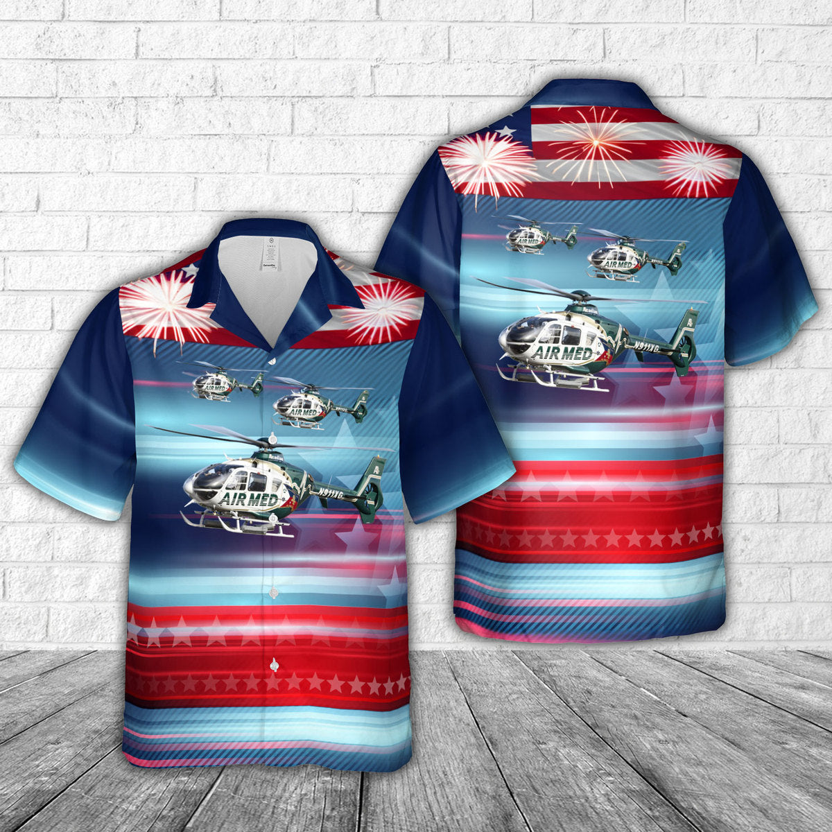 Acadian Ambulance Service Eurocopter EC-135T-1, 4th Of July Hawaiian Shirt